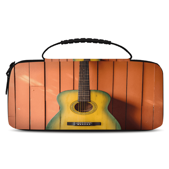 Herdesigns Music Carry Case Compatible with Nintendo Switch 2017 & Oled 2021, with 20 Game Card Slots, Guitar Portable Travel Carrying Case Pouch for Accessories & Games