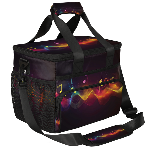 Herdesigns Music Large Insulated Lunch Box for Adults Women Men with Adjustable Shoulder Strap, Musical Note Reusable Cooler Lunch Bag for Offices Picnic Hiking Beach