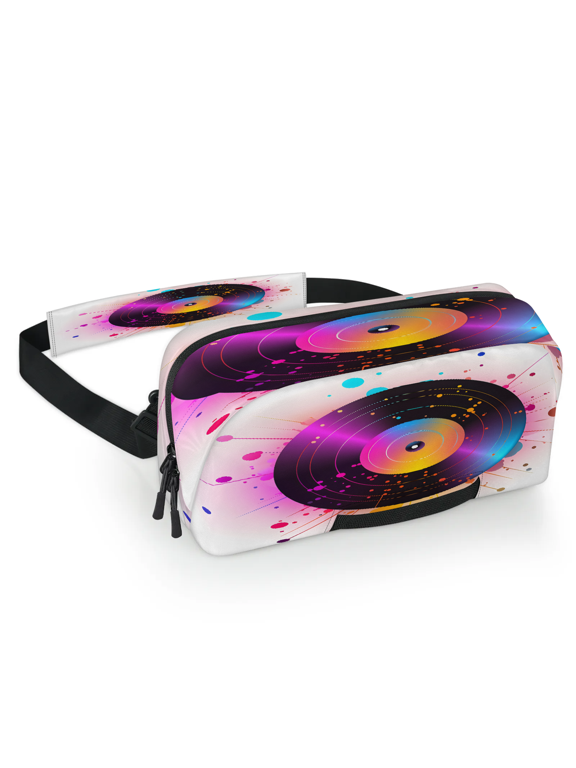 Music Theme Carrying Case Bag for Gaming Console, Waterproof Travel Crossbody Sling Bag Compatible with Nintendo Switch 2, Adjustable Shoulder Strap Chest Bag, Music Player