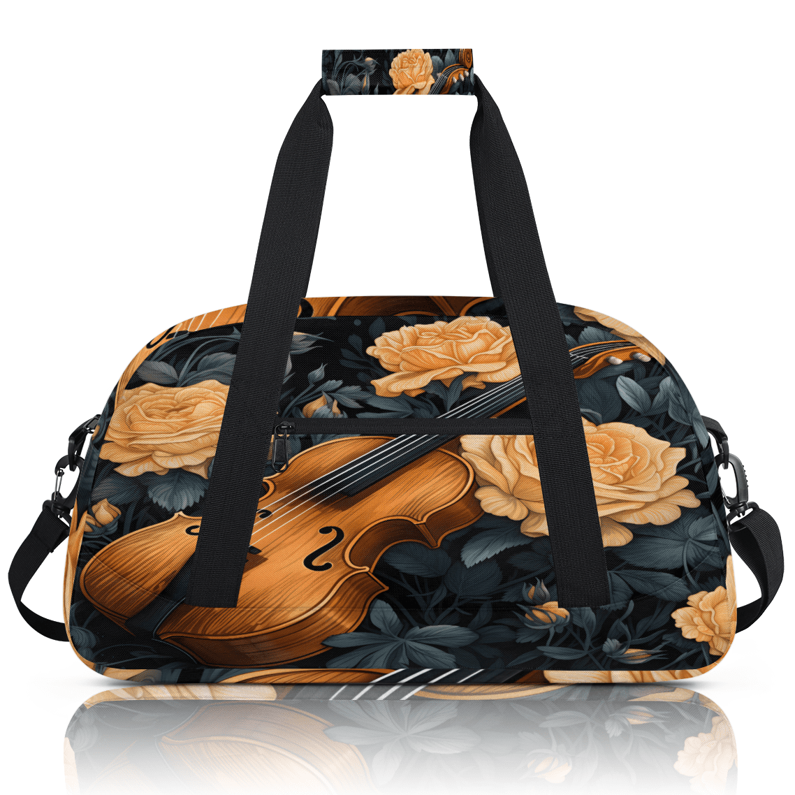 Herdesigns Music Violins Sports Duffle Bag for Women & Men, Music Theme Gym Bag Dance Bag Overnight Bag Carry On Weekender Travel Bag