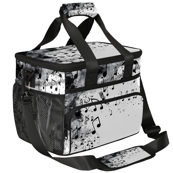 Herdesigns Musical Notes Large Lunch Box for Adults Women Men with Adjustable Shoulder Strap, Insulated Reusable Lunch Bag Leakproof Cooler Tote Bag