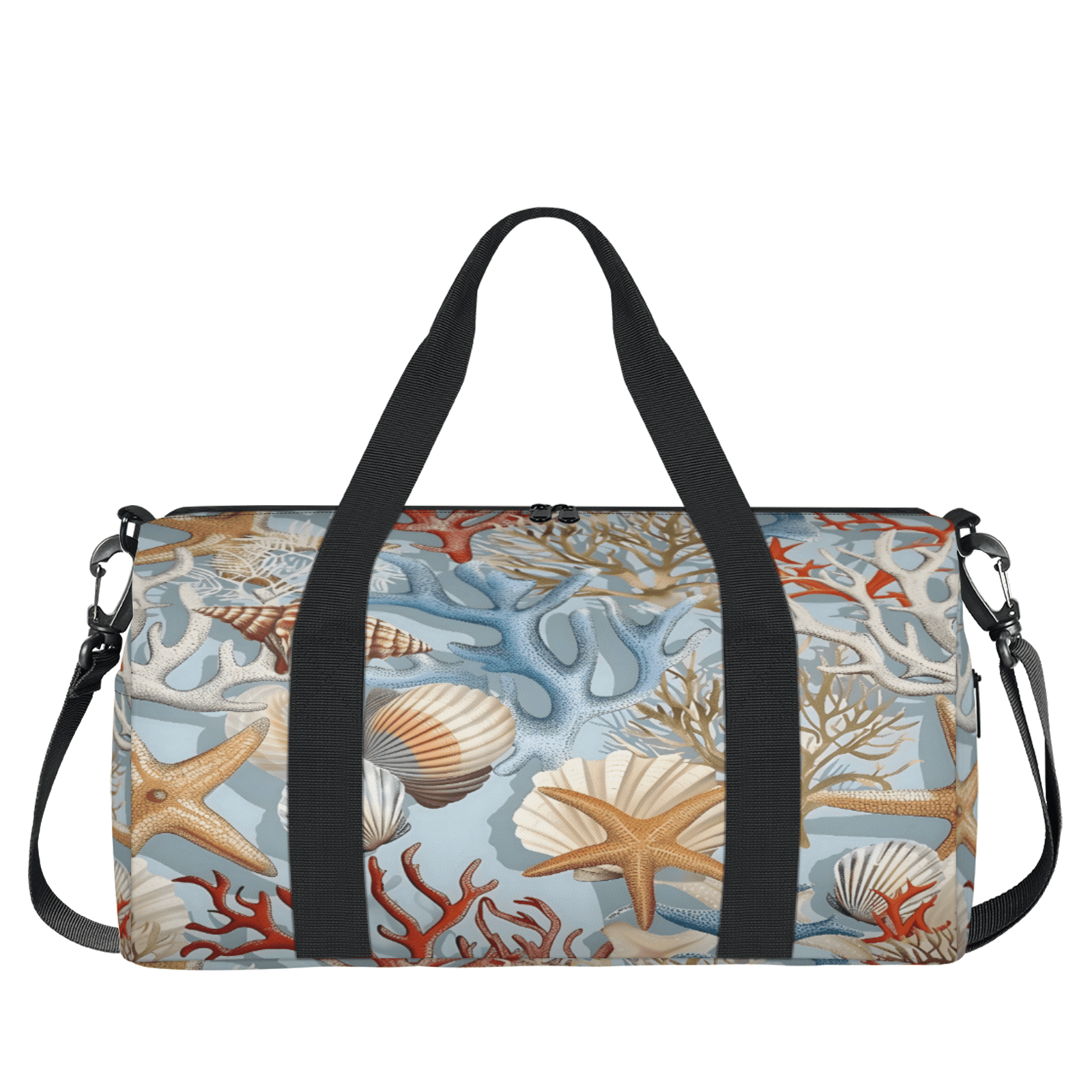 Herdesigns Nautical Coastal Gym Bag for Women, Duffle Bag for Travel Sport, Lightweight Waterproof Carry on Weekender Overnight Dance Yoga Workout Bags