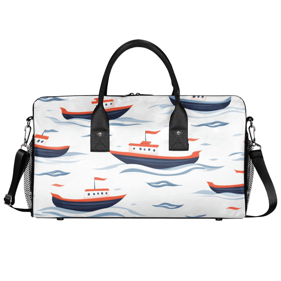 Herdesigns Nautical Coastal Travel Duffle Bag for Men Women, Sailboat Gym Sport Bag Lightweight Waterproof Weekend Overnight Carry On Tote
