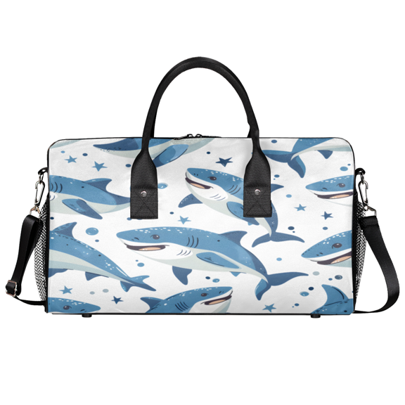 Herdesigns Ocean Sharks Travel Gym Bag, Sea Animals Sports Duffle Bag Waterproof Lightweight Weekend Carry On Tote for Men Women