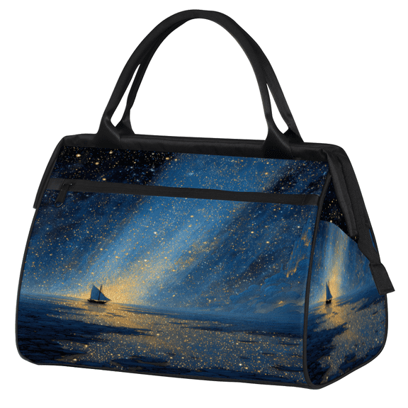 Herdesigns Nautical Ship Travel Duffle Bag for Women Men, Waterproof Weekender Carry On Bag, Sport Gym Overnight Tote Hospital Personal Item Bag Galaxy Starry