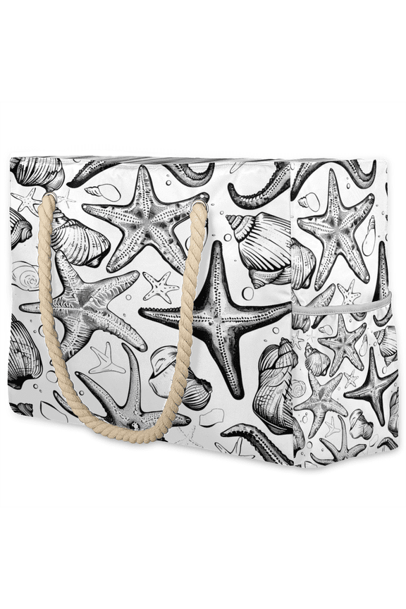 Nautical Starfish Tote Beach Bag for Women Ladies Large Zipper Beach Bags Waterproof Sandproof Summer Gym Swim Pool Travel Bag