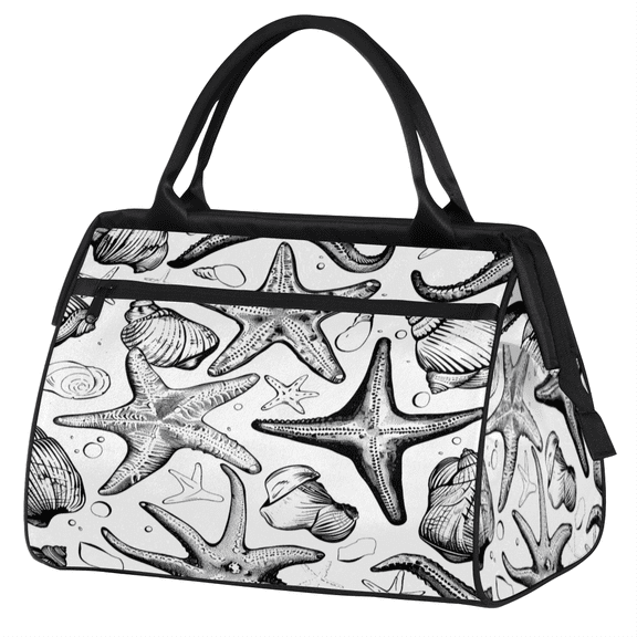 Herdesigns Nautical Starfish Travel Duffle Bag for Women Men, Waterproof Weekender Carry On Bag, Sport Gym Overnight Tote Hospital Personal Item Bag