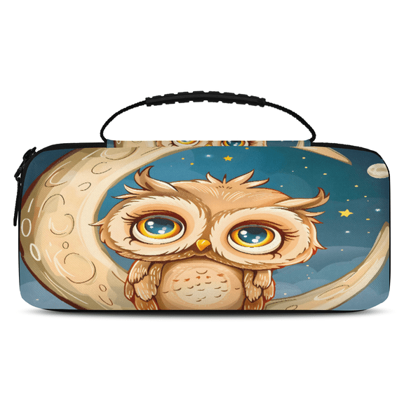 Herdesigns Night Moon Owl Carrying Case for Nintendo Switch OLED Model 2021 & Switch 2017 with 20 Game Card Slots, Portable Travel Carry Case for Accessories and Console