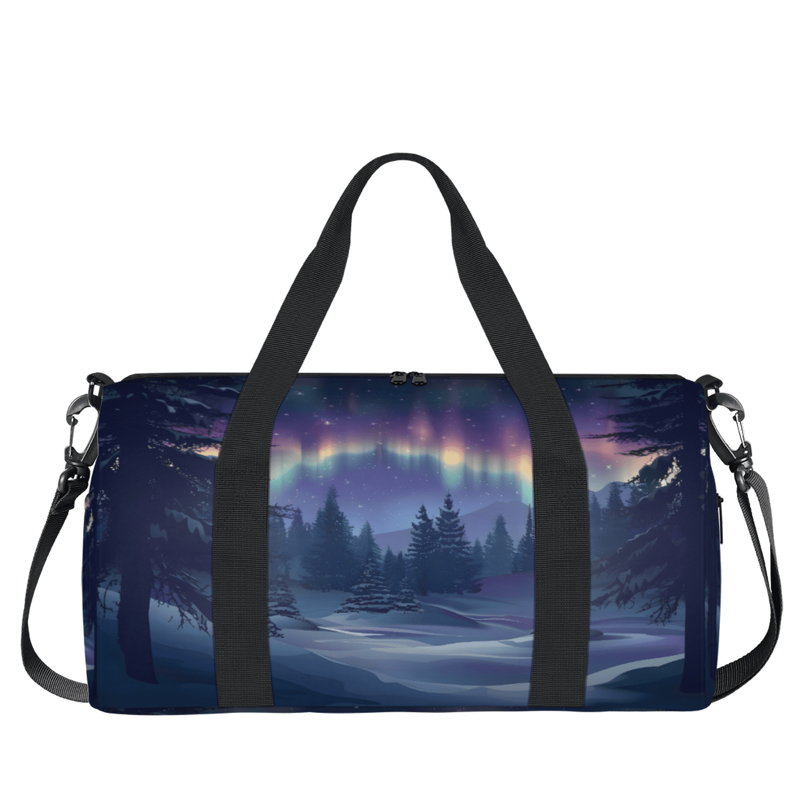 Herdesigns Northern Lights Gym Bag for Women, Duffle Bag for Travel Sport, Lightweight Waterproof Carry on Weekender Overnight Dance Yoga Workout Bags