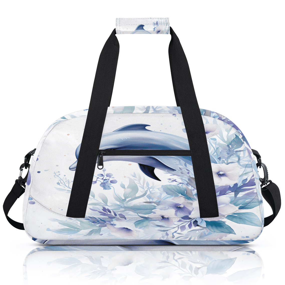 Herdesigns Ocean Animals Sports Duffle Bag for Women & Men, Dolphin Gym Bag Dance Bag Overnight Bag Carry On Weekender Travel Bag