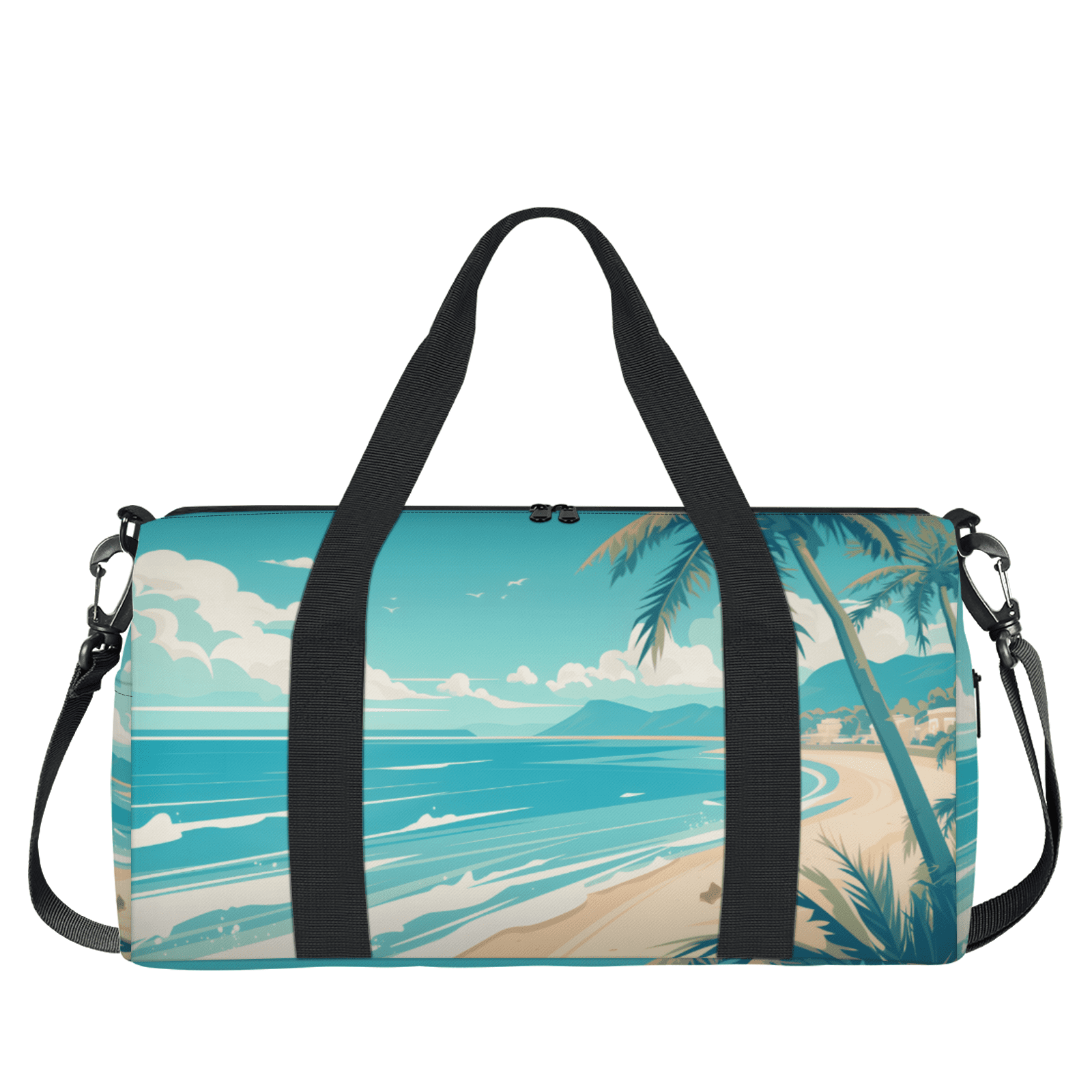 Herdesigns Ocean Beac Gym Bag for Women, Duffle Bag for Travel Sport, Palm Tree Lightweight Waterproof Carry on Weekender Dance Yoga Workout Bags