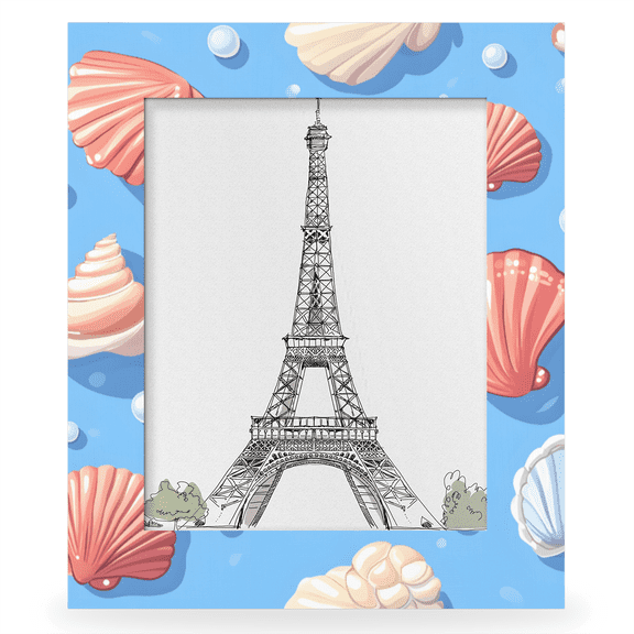 Herdesigns Ocean Beach 8x10 Picture Frame, Seashell Wood Photo Frame for Wall & Tabletop, Vertical & Horizontal Display Home Decor