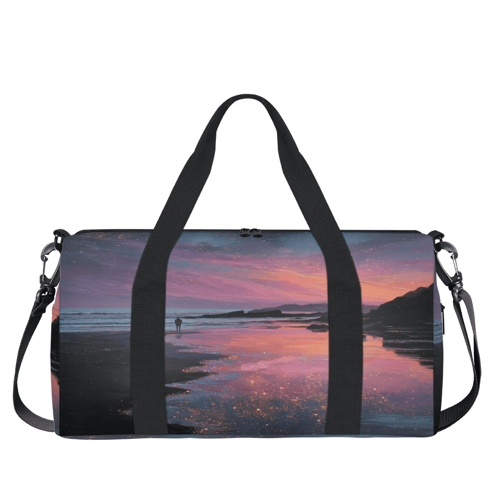 Herdesigns Ocean Beach Gym Bag for Women, Duffle Bag for Travel Sport, Galaxy Star Lightweight Waterproof Carry on Weekender Dance Yoga Workout Bags