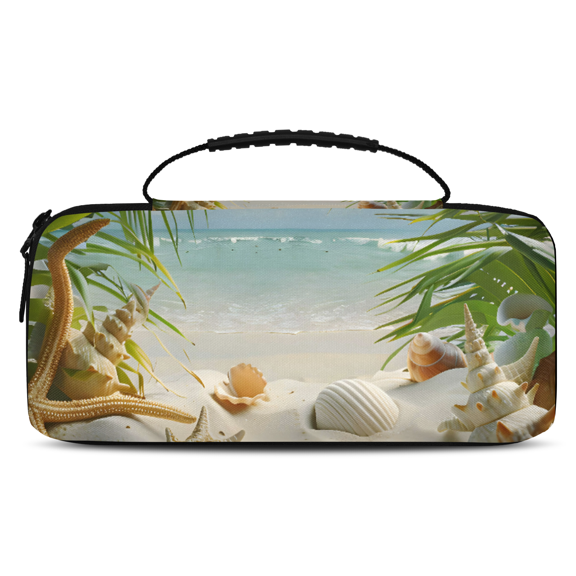 Herdesigns Ocean Beach Seashell Palm Tree Carrying Case for Nintendo Switch 2 with 20 Game Card Slots, Portable Travel Carry Case for Accessories and Console