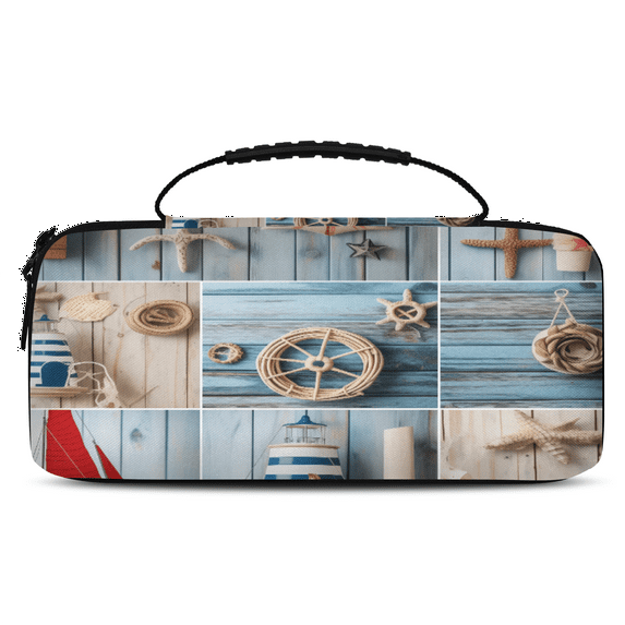 Herdesigns Ocean Beach Theme Carry Case Compatible for Nintendo Switch OLED Model 2021/Switch 2017, Protective Travel Switch Carrying Case with 20 Game Card Slots for Switch Console & Accessories