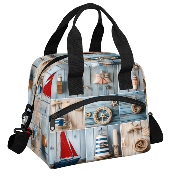 Herdesigns Ocean Beach Theme Insulated Lunch Bag for Women Men Adult, Reusable Insulated Cooler Lunch Box Lunch Tote Bag for Work Picnic Beach