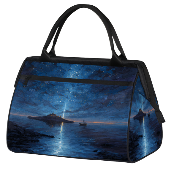 Herdesigns Ocean Beach Travel Duffle Bag for Women Men, Waterproof Weekender Carry On Bag, Sport Gym Overnight Tote Hospital Personal Item Bag Nautical Sailboat