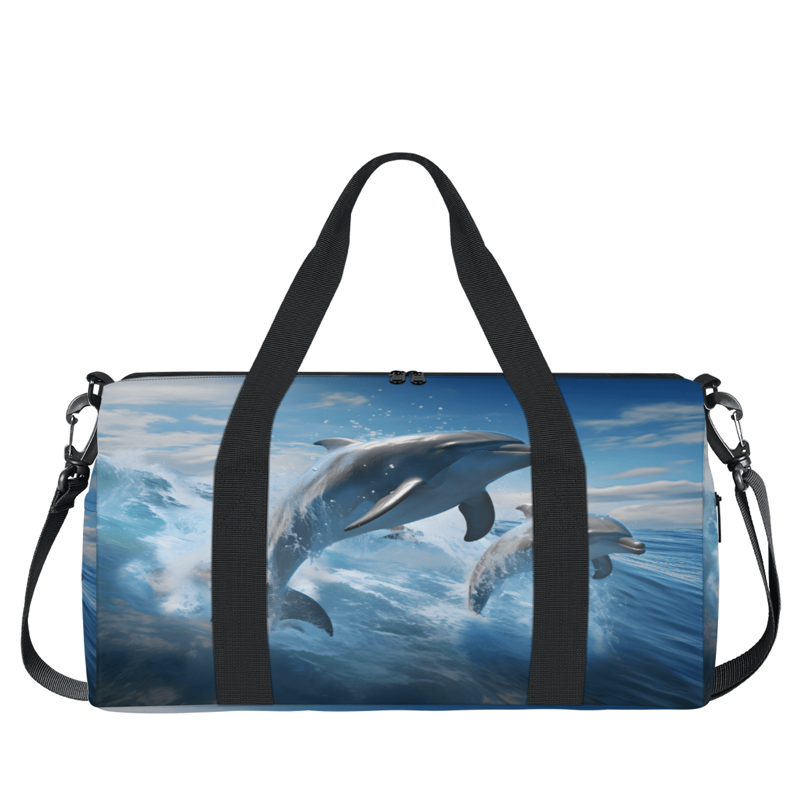 Herdesigns Ocean Dolphin Gym Bag for Women, Duffle Bag for Travel Sport, Lightweight Waterproof Carry on Weekender Overnight Dance Yoga Workout Bags