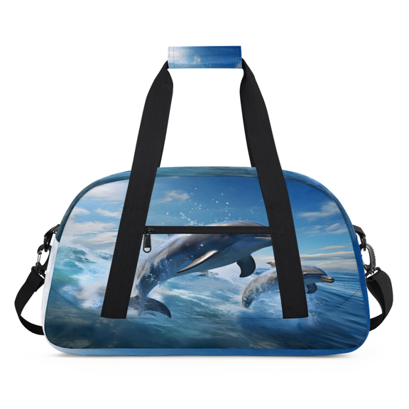 Herdesigns Ocean Dolphin Gym Bag for Women Men, Sports Duffel Bag for Travel Waterproof Weekender Carry On Tote