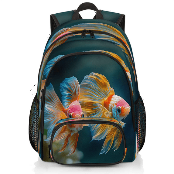 Herdesigns Ocean Fish Laptop Backpack for Women Men, 18.3 Inch Work Computer Backpacks Fish Printed Large Nurse Bag Waterproof Casual Daypack for Travel