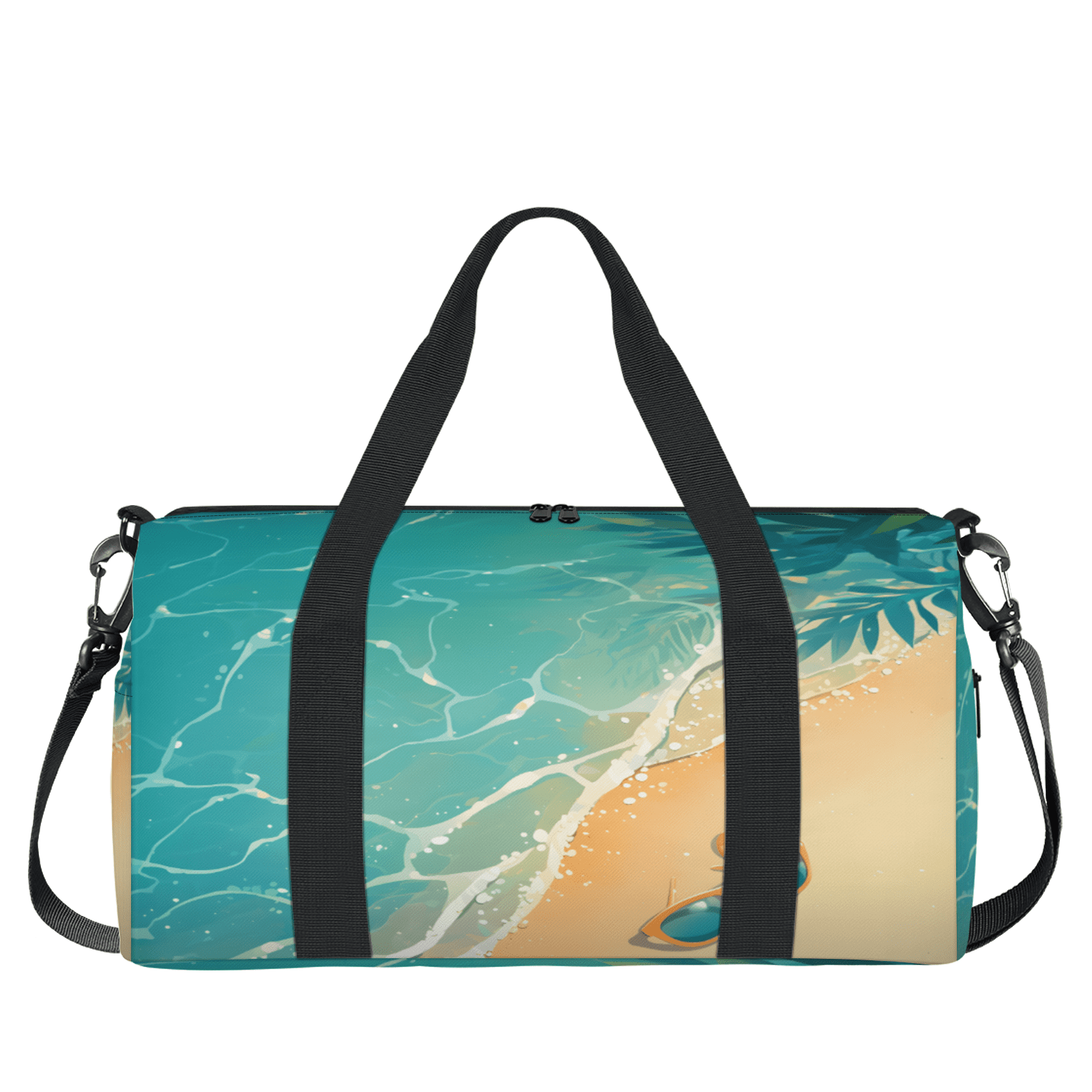 Herdesigns Ocean Gym Bag for Women, Duffle Bag for Travel Sport, Tropical Island Coastal Lightweight Waterproof Carry on Weekender Dance Yoga Workout Bags