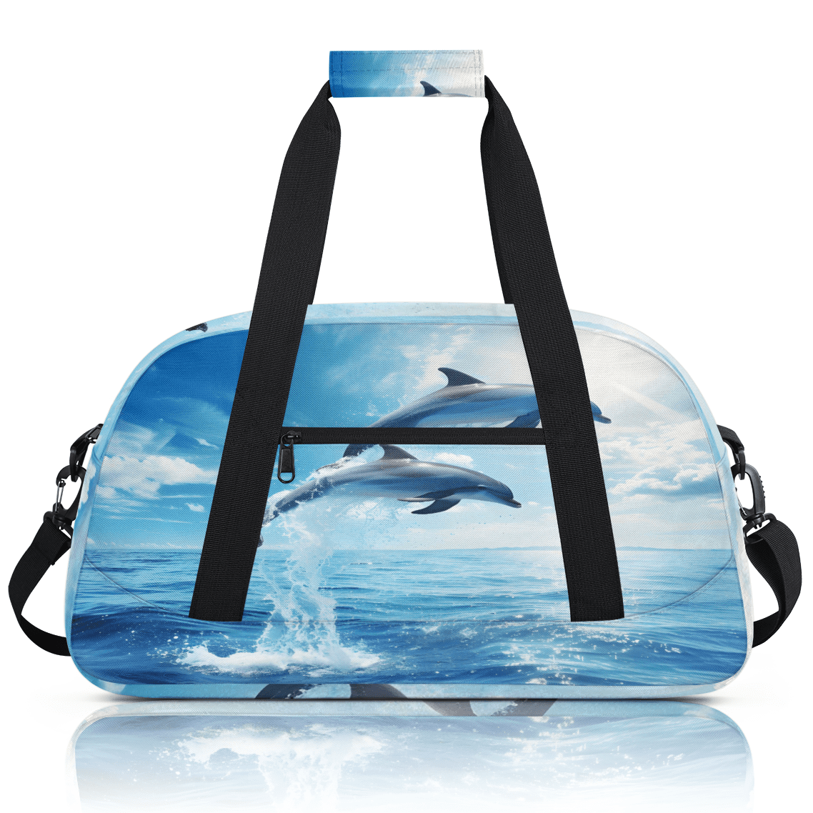Herdesigns Ocean Sea Dolphin Sports Duffle Bag for Women & Men, Gym Bag Dance Bag Overnight Bag Carry On Weekender Travel Bag
