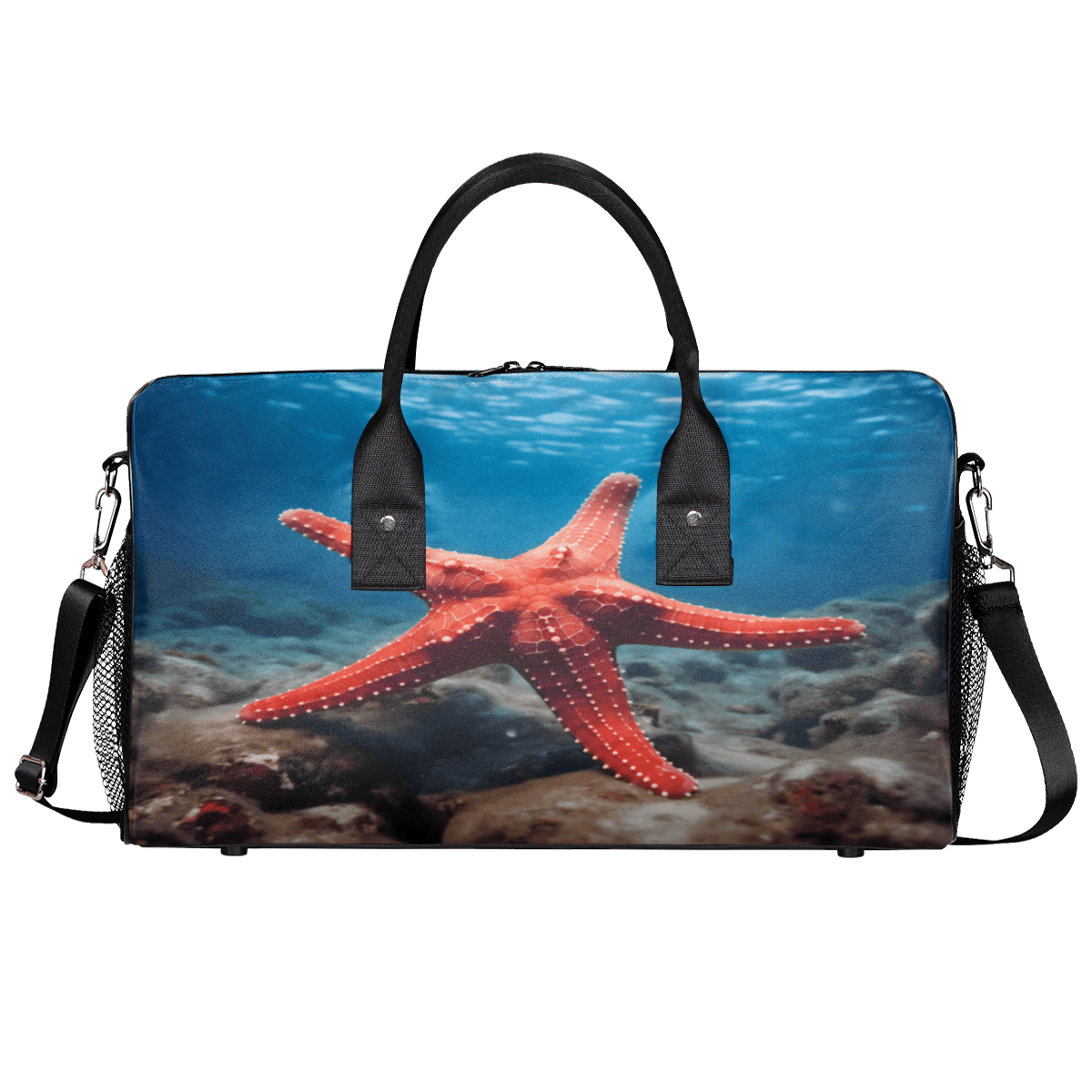Herdesigns Ocean Sea Starfish Gym Duffle Bag for Men Women, Travel Sports Bag Waterproof Lightweight Weekend Carry On Tote