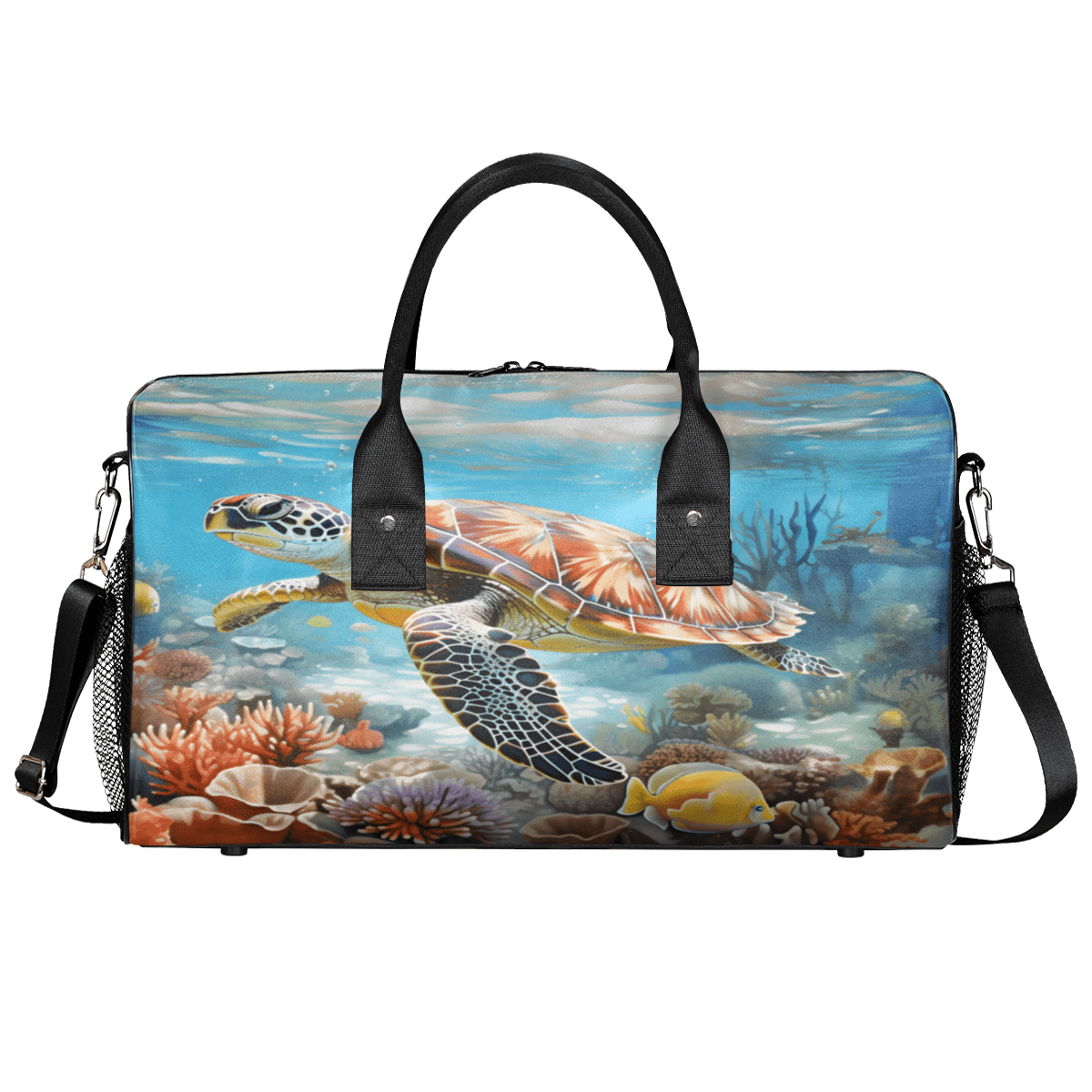 Herdesigns Ocean Sea Turtle Gym Duffle Bag for Men Women, Travel Sports Bag Waterproof Lightweight Weekend Carry On Tote