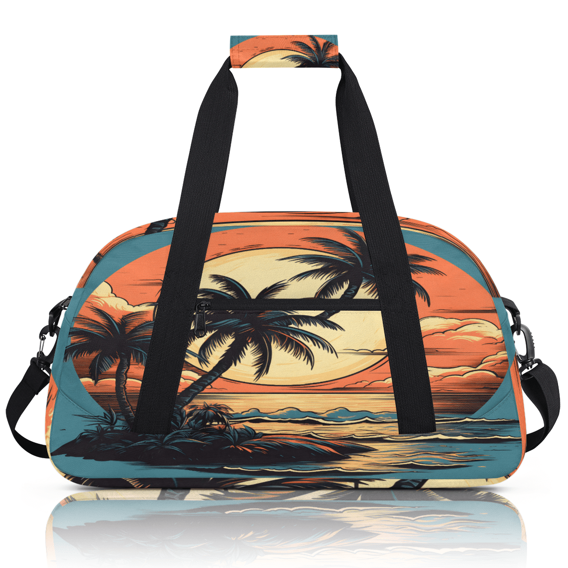 Herdesigns Ocean Sports Duffle Bag for Women & Men, Palm Trees Beach Summer Gym Bag Dance Bag Overnight Bag Carry On Weekender Travel Bag