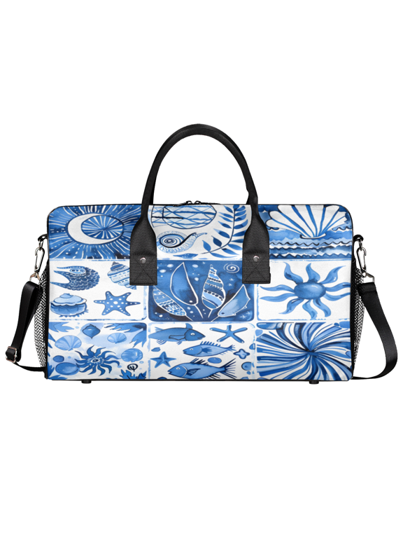 Ocean Theme Travel Gym Bag, Nautical Sports Duffle Bag Waterproof Lightweight Weekend Carry On Tote for Men Women