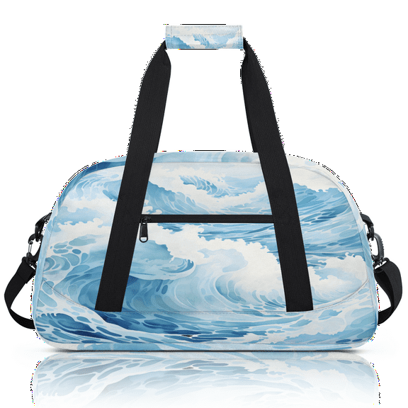Herdesigns Ocean Waves Sports Duffle Bag for Women & Men, Blue Gym Bag Dance Bag Overnight Bag Carry On Weekender Travel Bag