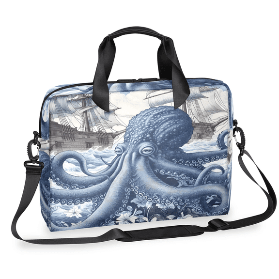 Herdesigns Octopus Ocean Themed Laptop Bag for Women Men, Computer Case Briefcase Messenger Bags, 15-15.6 inch Laptop Sleeve Shoulder Bag
