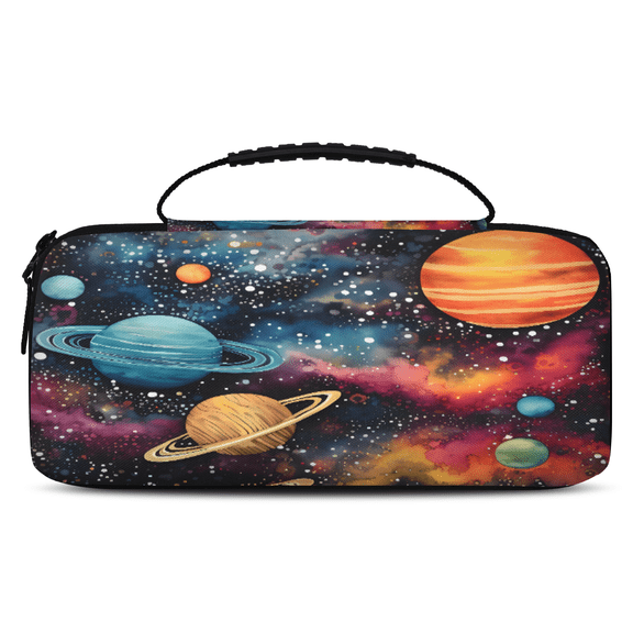Herdesigns Outer Space Carry Case Compatible with Nintendo Switch 2017 & Oled 2021, with 20 Game Card Slots, Solar System Universe Portable Travel Carrying Case Pouch for Accessories & Games