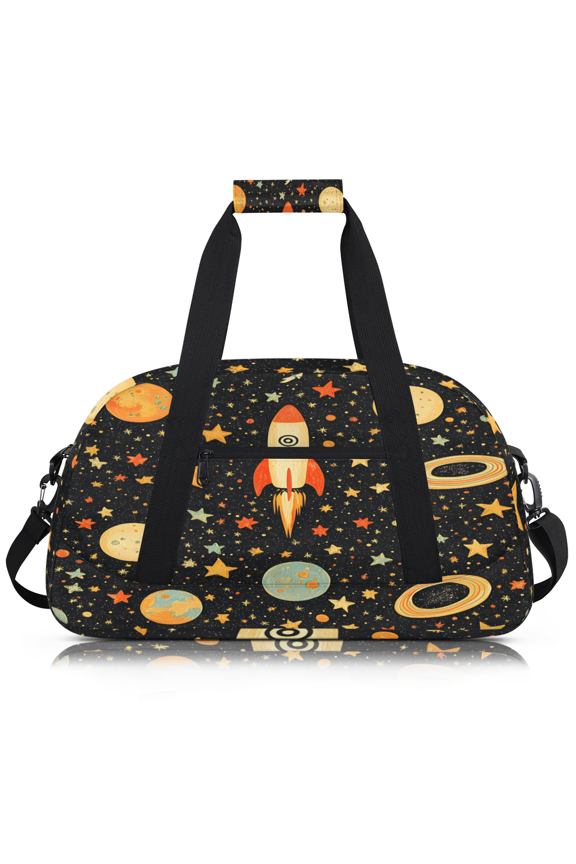 Outer Space Duffle Bag for Women & Men, Rocket Star Gym Bag Dance Bag Overnight Bag Carry On Weekender Travel Bag