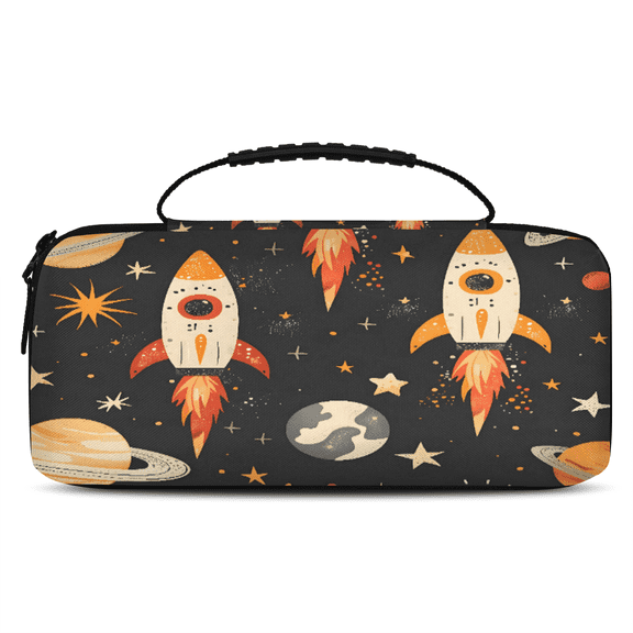 Herdesigns Outer Space Rocket Planets Carrying Case for Nintendo Switch OLED Model 2021 & Switch 2017 with 20 Game Card Slots, Portable Travel Carry Case for Accessories and Console