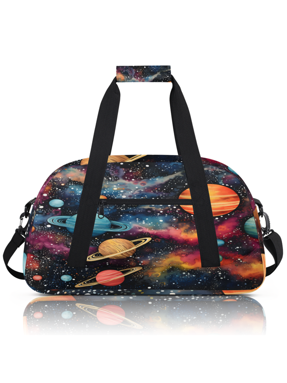 Outer Space Sports Duffle Bag for Women & Men, Solar System Universe Gym Bag Dance Bag Overnight Bag Carry On Weekender Travel Bag