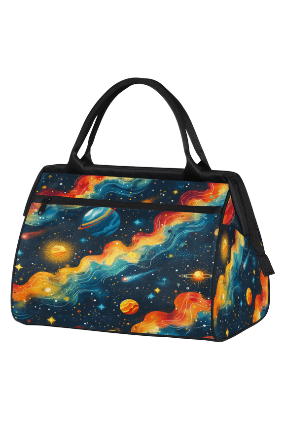 Outer Space Travel Duffle Bag for Women Men, Waterproof Weekender Carry On Bag, Sport Gym Overnight Tote Hospital Personal Item Bag Galaxy Star