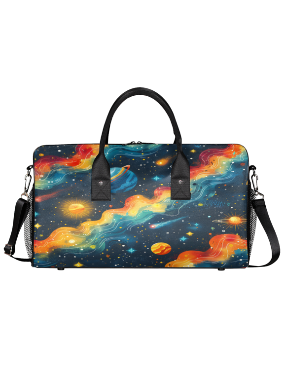 Outer Space Travel Duffle Bag for Men Women, Galaxy Star Gym Sport Bag Lightweight Waterproof Weekend Overnight Carry On Tote