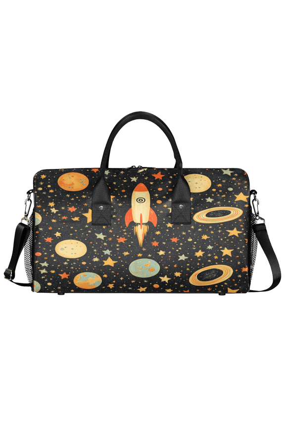 Outer Space Travel Duffle Bag for Men Women, Rocket Star Gym Sport Bag Lightweight Waterproof Weekend Overnight Carry On Tote