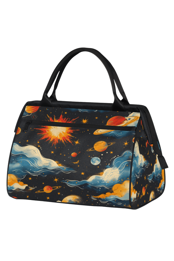 Outer Space Travel Duffle Bag for Women Men, Waterproof Weekender Carry On Bag, Sport Gym Overnight Tote Hospital Personal Item Bag Cloud