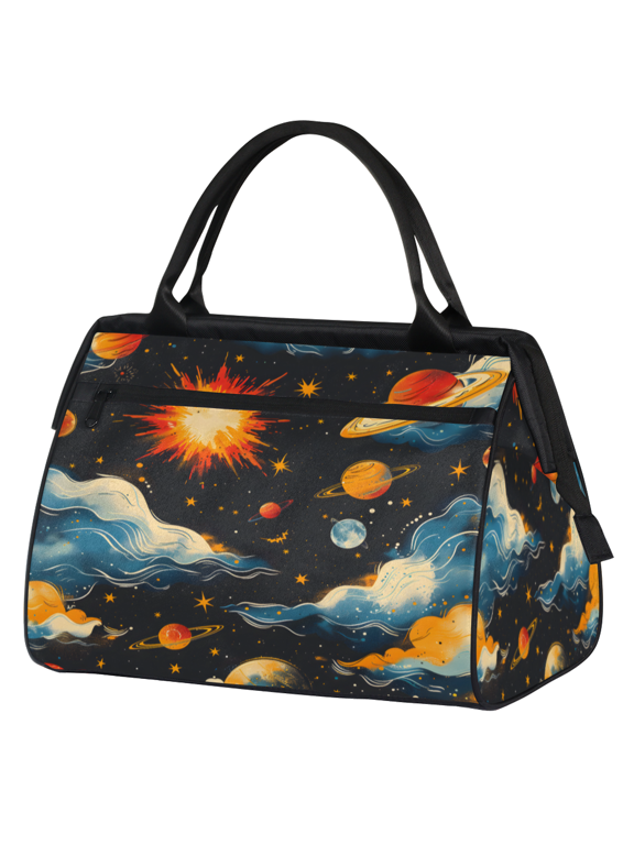 Outer Space Travel Duffle Bag for Women Men, Waterproof Weekender Carry On Bag, Sport Gym Overnight Tote Hospital Personal Item Bag Cloud