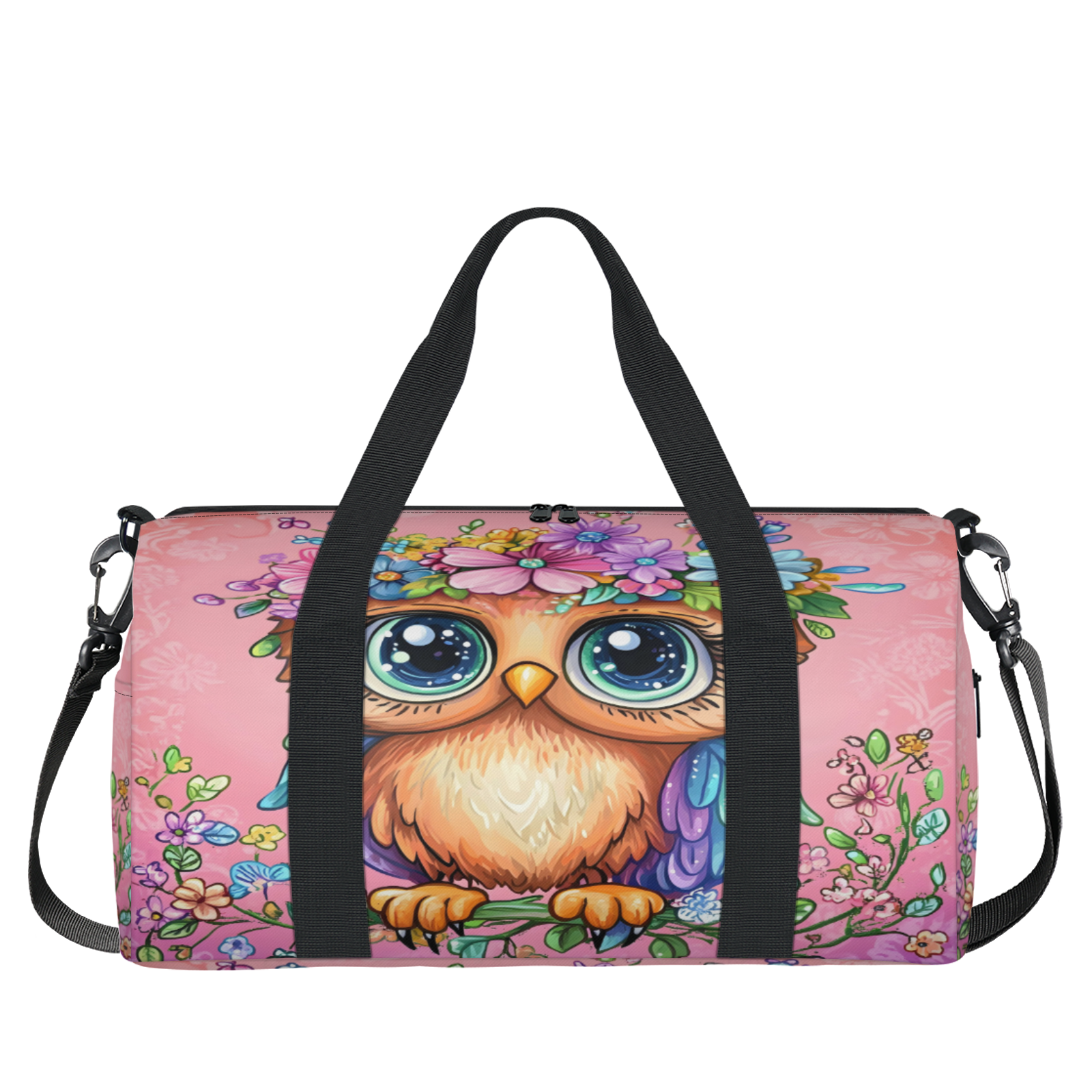 Herdesigns Owl Gym Bag for Women, Bird Duffle Bag for Travel Sport, Lightweight Waterproof Carry on Weekender Overnight Dance Yoga Workout Bags
