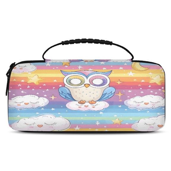Herdesigns Owl Rainbow Carrying Case for Nintendo Switch OLED Model 2021 & Switch 2017 with 20 Game Card Slots, Portable Travel Carry Case for Accessories and Console