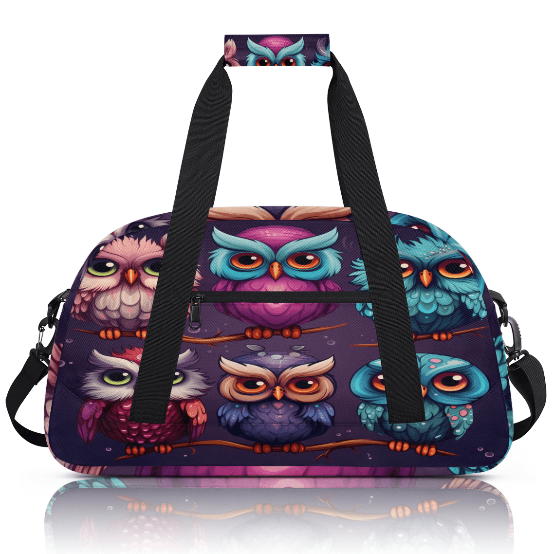 Herdesigns Owls Branch Sports Duffle Bag for Women & Men, Gym Bag Dance Bag Overnight Bag Carry On Weekender Travel Bag