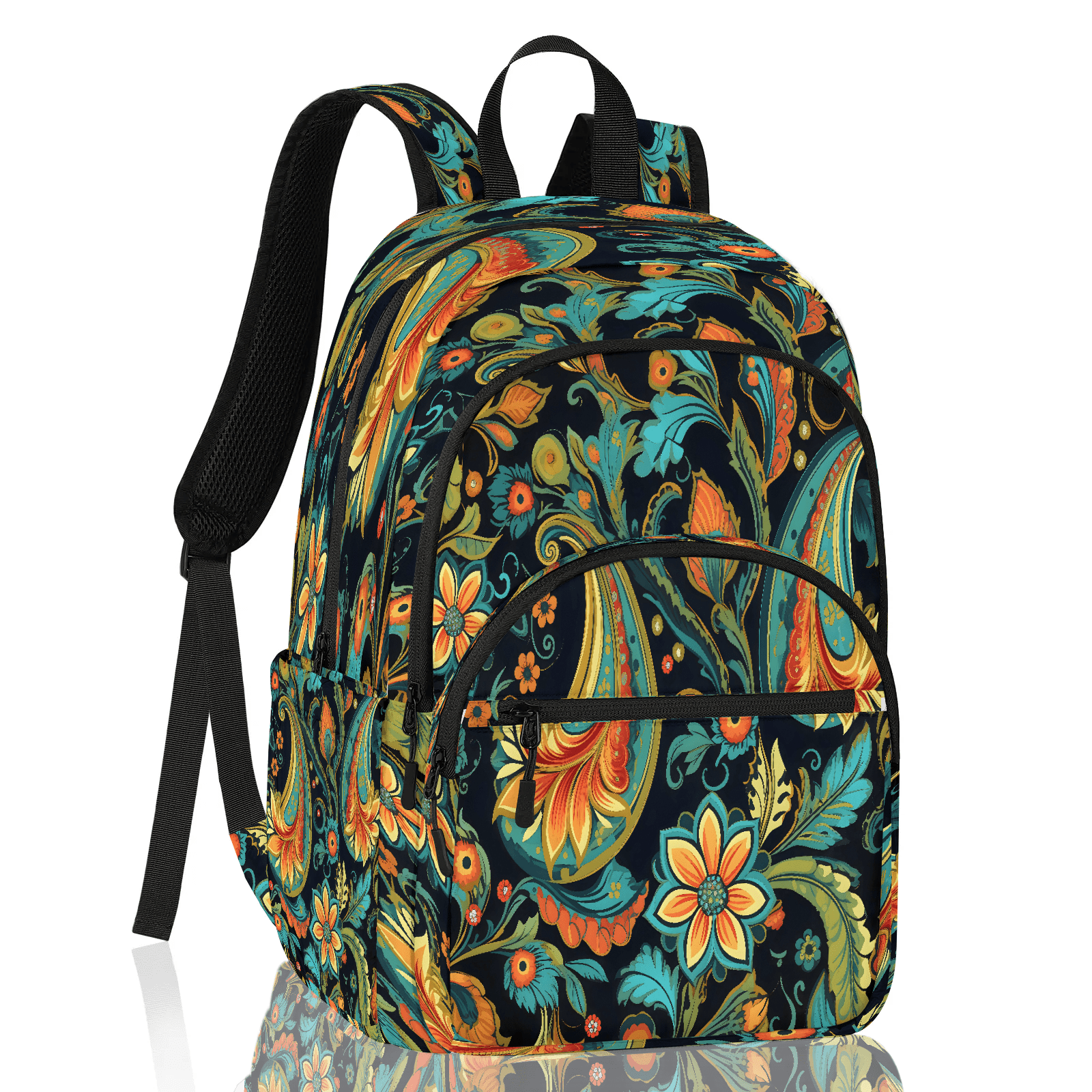 Backpack Essentials Girl Herdesigns Paisley Flowers Travel Laptop Backpack for Women, Large ...