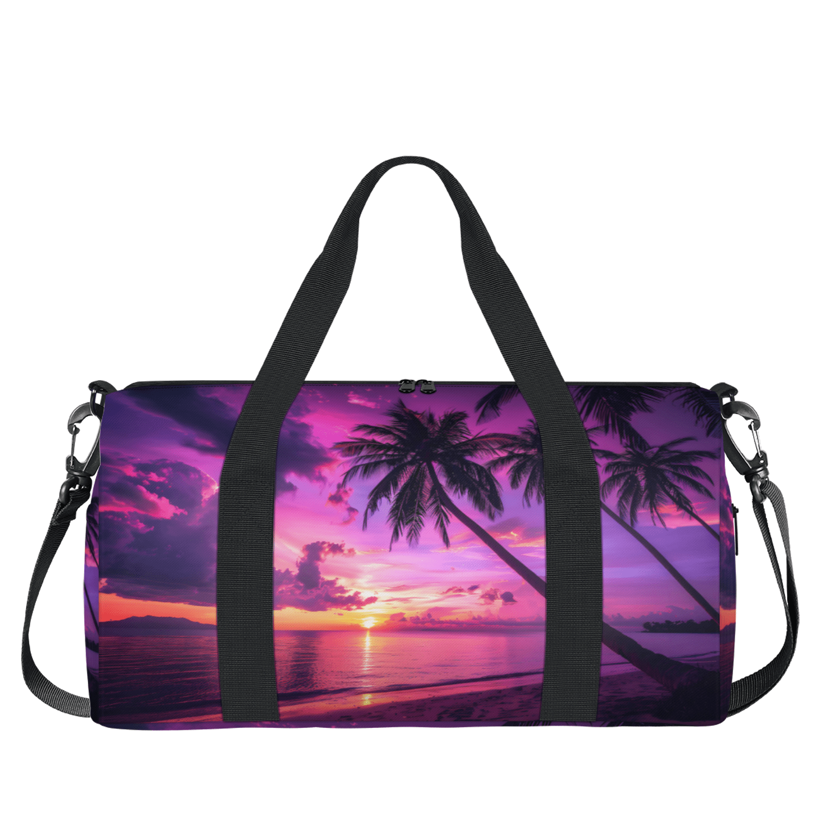 Herdesigns Palm Tropical Beach Tree Travel Duffle Bag Sports Yoga Weekender Overnight Carry on Workout Bags Lightweight Waterproof Gym Tote Bag for Women