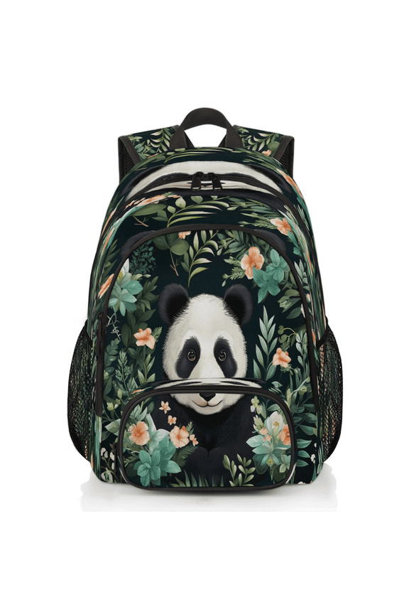 Panda Laptop Backpack for Women Men, 18.3 Inch Travel Work Backpacks, Panda Flowers Waterproof Computer Casual Daypack Nurse Teacher Bags
