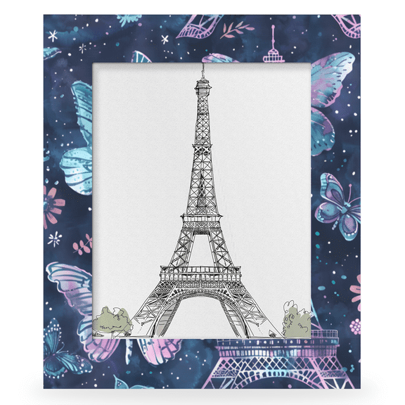 Herdesigns Paris Eiffel Tower 11x14 Photo Frame, Butterfly Wooden Picture Frame Fits 11x14in Photo, Wall Hanging or Tabletop Display
