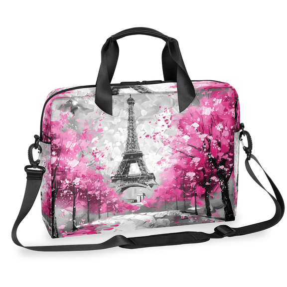 Herdesigns Paris Eiffel Tower Laptop Bag for Women Men, Computer Case Briefcase Messenger Bags, 15-15.6 inch Laptop Sleeve Shoulder Bag