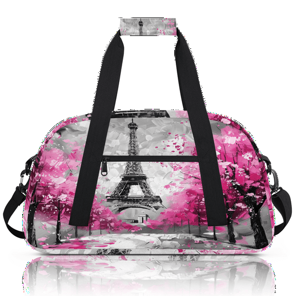 Herdesigns Paris Eiffel Tower Sports Duffle Bag for Women & Men, Gym Bag Dance Bag Overnight Bag Carry On Weekender Travel Bag